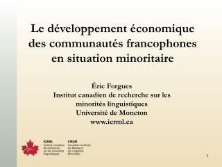 Le développement économique des communautés francophones en situation minoritaire