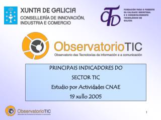 PRINCIPAIS INDICADORES DO SECTOR TIC Estudio por Actividades CNAE 19 xullo 2005