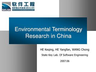 Environmental Terminology Research in China