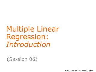 Multiple Linear Regression: Introduction