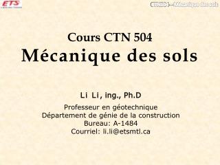 Cours CTN 504 Mécanique des sols