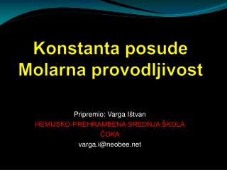 Konstanta posude Molarna provodljivost