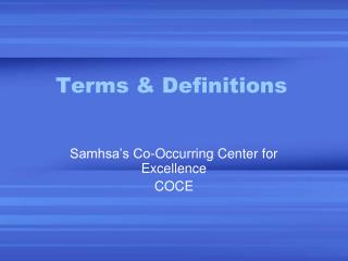 Terms &amp; Definitions