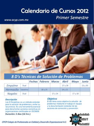 Calendario de Cursos 2012 Primer Semestre