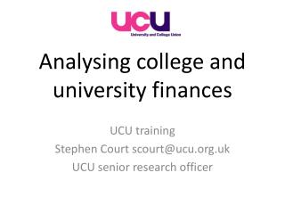 Analysing college and university finances