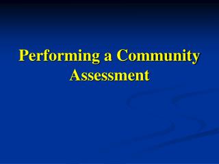 Performing a Community Assessment