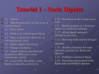 Tutorial 1 – Static Dipoles