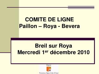 COMITE DE LIGNE Paillon – Roya - Bevera