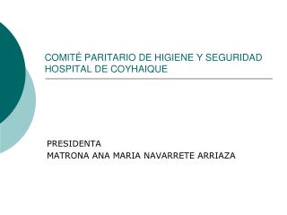 COMITÉ PARITARIO DE HIGIENE Y SEGURIDAD HOSPITAL DE COYHAIQUE