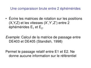 Une comparaison brute entre 2 éphémérides