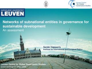 Networks of subnational entities in governance for sustainable development An assessment