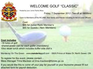 WELCOME GOLF “CLASSIC”