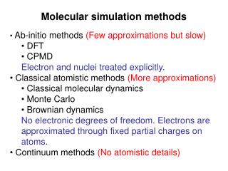 Molecular simulation methods
