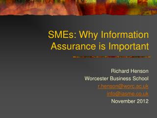 SMEs: Why Information Assurance is Important