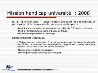 Mission handicap université : 2008