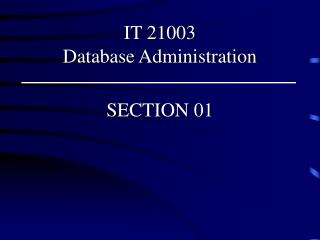 IT 21003 Database Administration