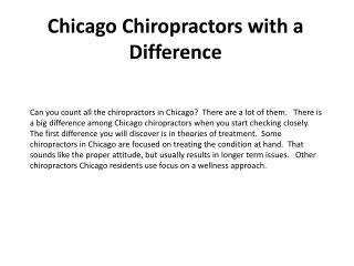 Chicago Chiropractors with a Difference