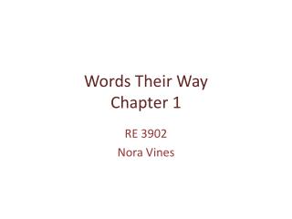 Words Their Way Chapter 1