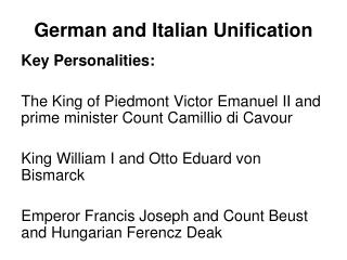 German and Italian Unification