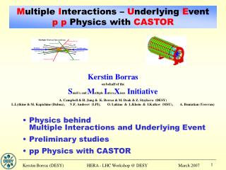 M ultiple I nteractions – U nderlying E vent p p Physics with CASTOR