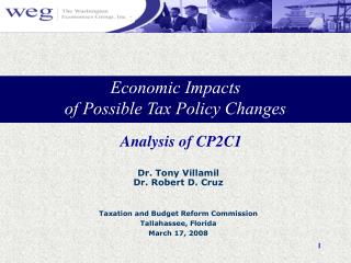 Economic Impacts of Possible Tax Policy Changes