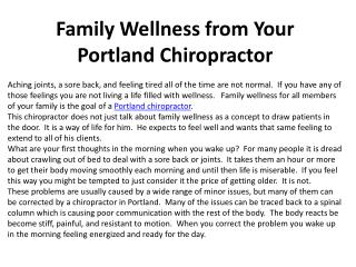 Family Wellness from Your Portland Chiropractor