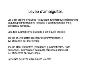 Levée d'ambiguïtés