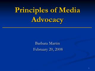 Principles of Media Advocacy