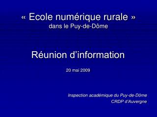 « Ecole numérique rurale » dans le Puy-de-Dôme