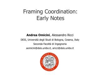 Framing Coordination: Early Notes