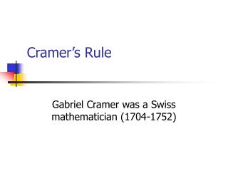 Cramer’s Rule