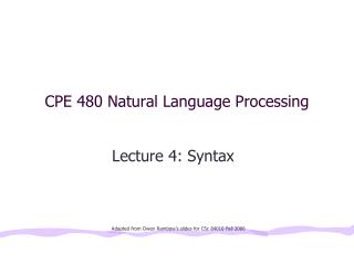 CPE 480 Natural Language Processing