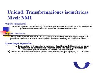 Unidad: Transformaciones isométricas Nivel: NM1