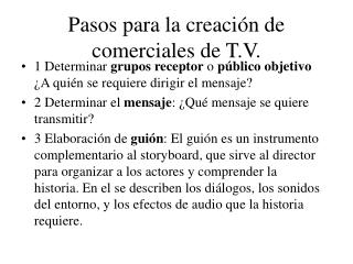 Pasos para la creación de comerciales de T.V.