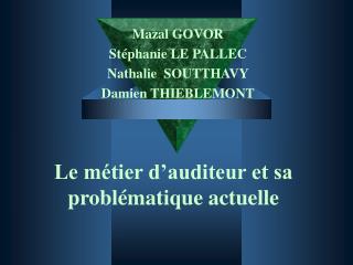 Le métier d’auditeur et sa problématique actuelle