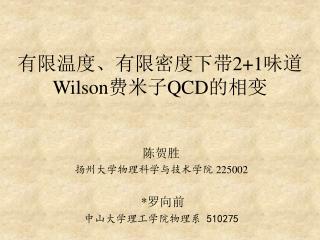 有限温度、有限密度下带 2+1 味道 Wilson 费米子 QCD 的相变