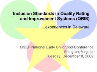 Inclusion Standards in Quality Rating and Improvement Systems (QRIS)