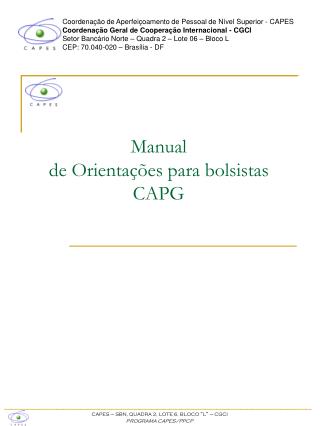 Manual de Orientações para bolsistas CAPG