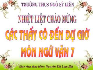 PHÒNG GD&amp;ĐT QUẬN HOÀN KIẾM TRƯỜNG THCS NGÔ SĨ LIÊN