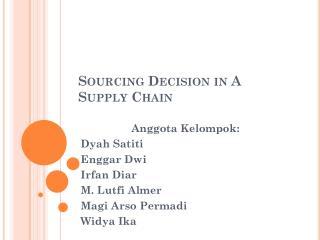 Sourcing Decision in A Supply Chain