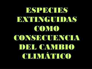ESPECIES EXTINGUIDAS COMO CONSECUENCIA DEL CAMBIO CLIMÁTICO