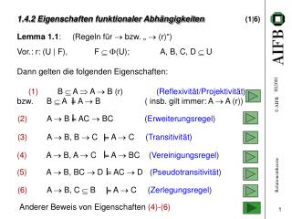 1.4.2 Eigenschaften funktionaler Abhängigkeiten (1|6)