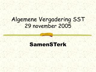 Algemene Vergadering SST 29 november 2005