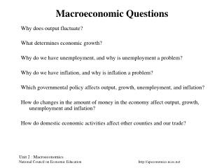Macroeconomic Questions