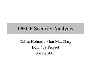 DHCP Security Analysis