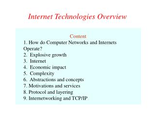 Internet Technologies Overview
