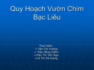 Quy Hoạch Vườn Chim Bạc Liêu