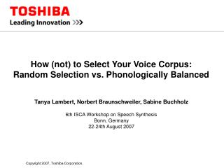 How (not) to Select Your Voice Corpus: Random Selection vs. Phonologically Balanced