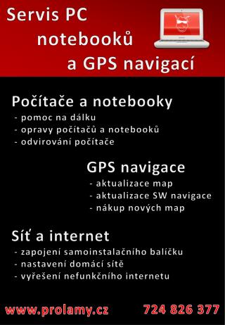 Servis PC 	notebooků 		a GPS navigací