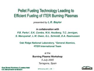 Pellet Fueling Technology Leading to Efficient Fueling of ITER Burning Plasmas